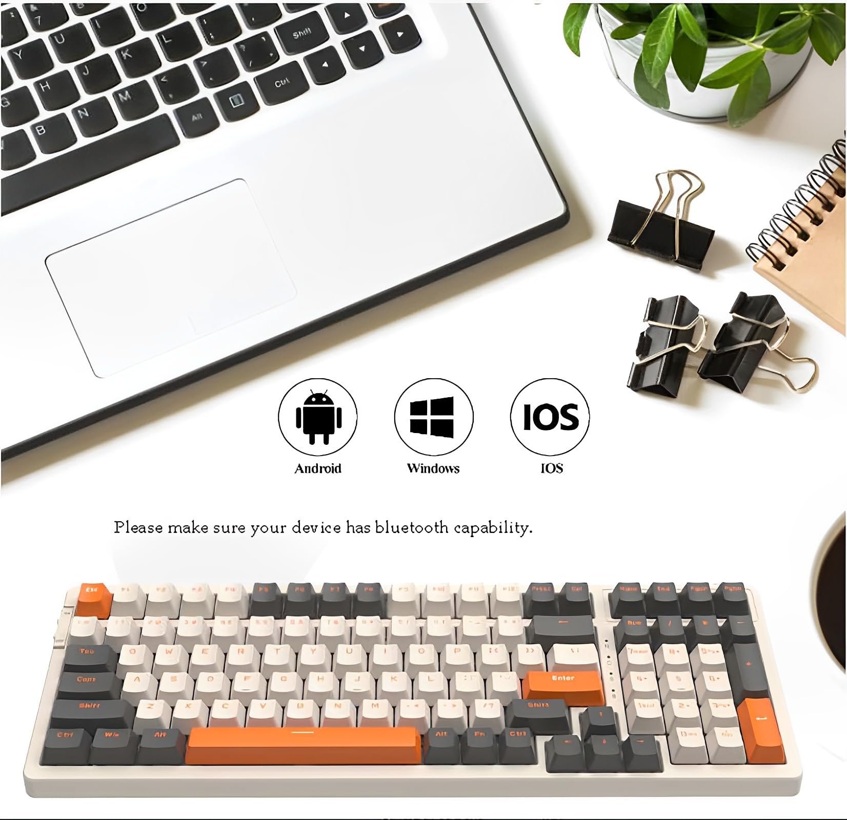 Amazon.com: ZIYOU LANG 96% 無線機械遊戲鍵盤,2.4G USB+Type-c /BT5.0